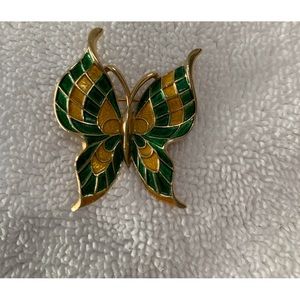 Enameled Butterfly Brooch